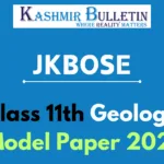 JKBOSE 11th Class Geology Model Paper 2025 PDF Download