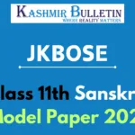 JKBOSE 11th Class Sanskrit Model Paper 2025 PDF Download